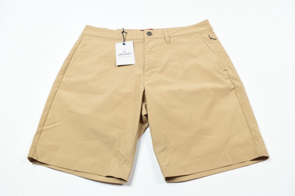 UNTUCKit Chancellor Shorts Mens 32 Tan Regular FIt 9" Stretch Casual